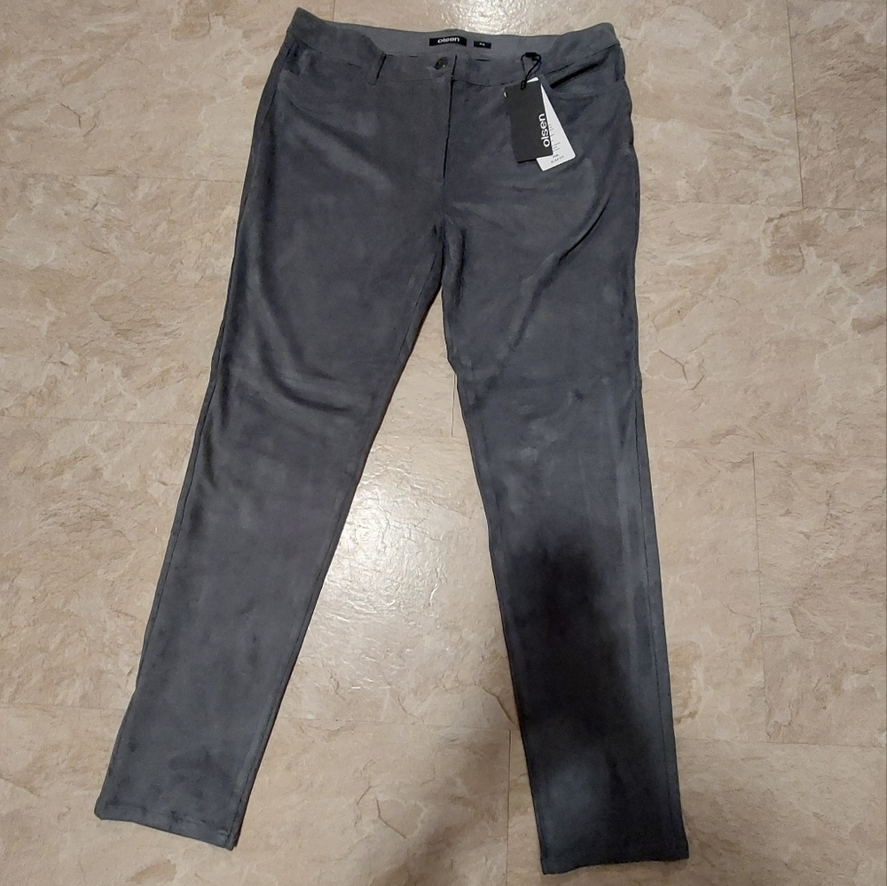 Olsen slim fit eco suede pants size 12 bnwt